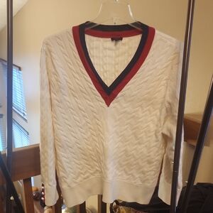 Talbots Red and White Knit Sweater